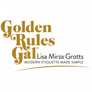 The logo for Lisa Grotts, online etiquette expert, and Golden Rules Gal™