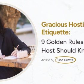 Gracious host welcoming guests at the door